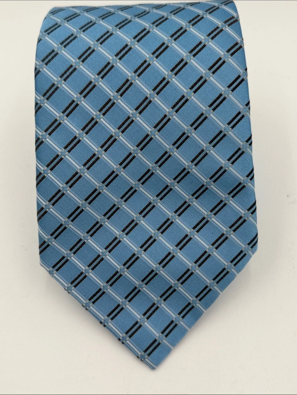 Said Fifth Avenue Light Blue Plaid Men's Tie